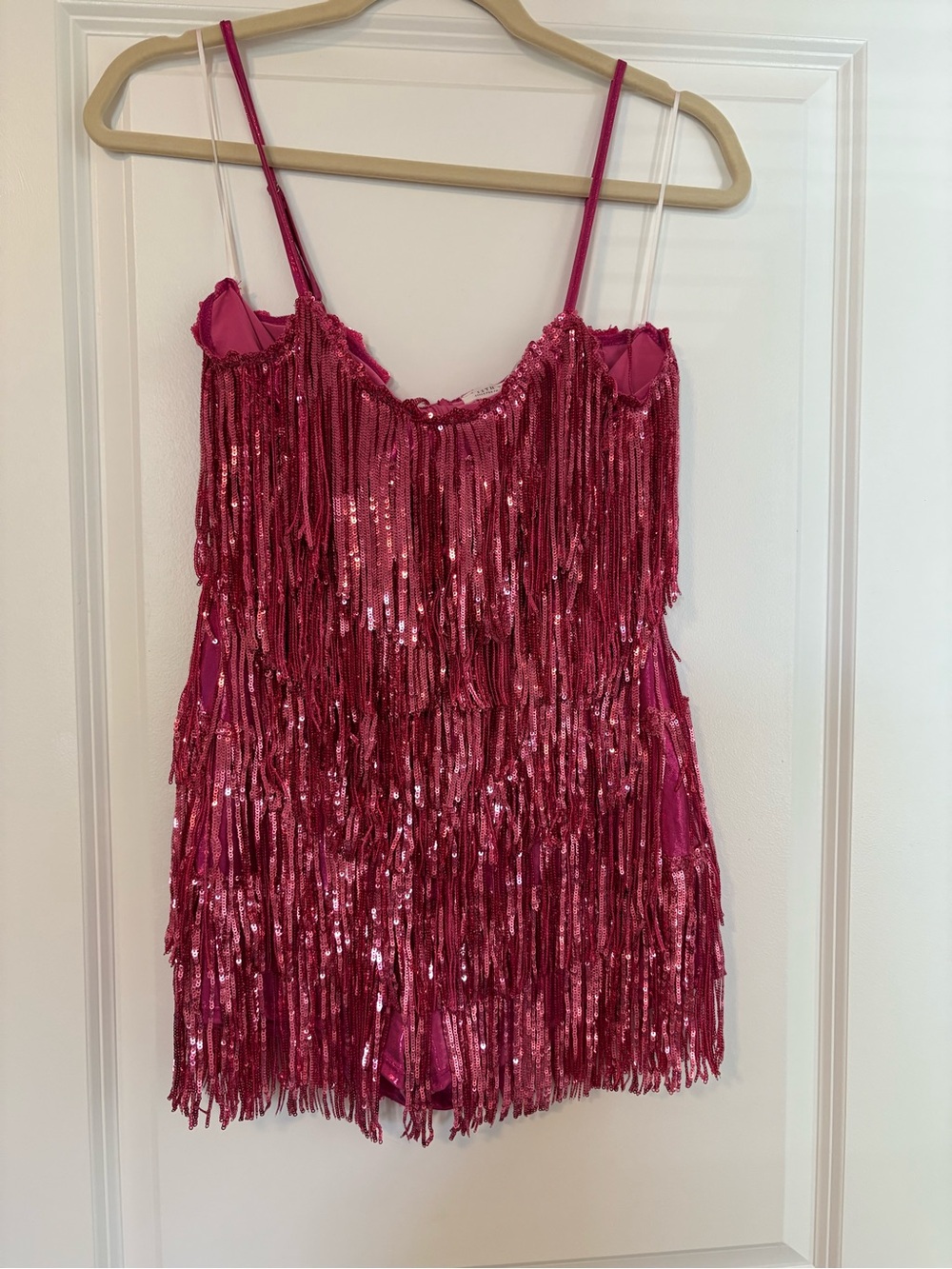 Hot Pink Sequin Fringe Dress (w/ shorts)